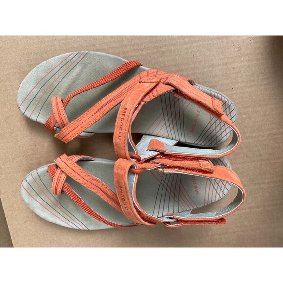 Merrell Womens Freesia Orange Sandals Size 8 Leather Strappy Comfortable Outdoor - Picture 14 of 15